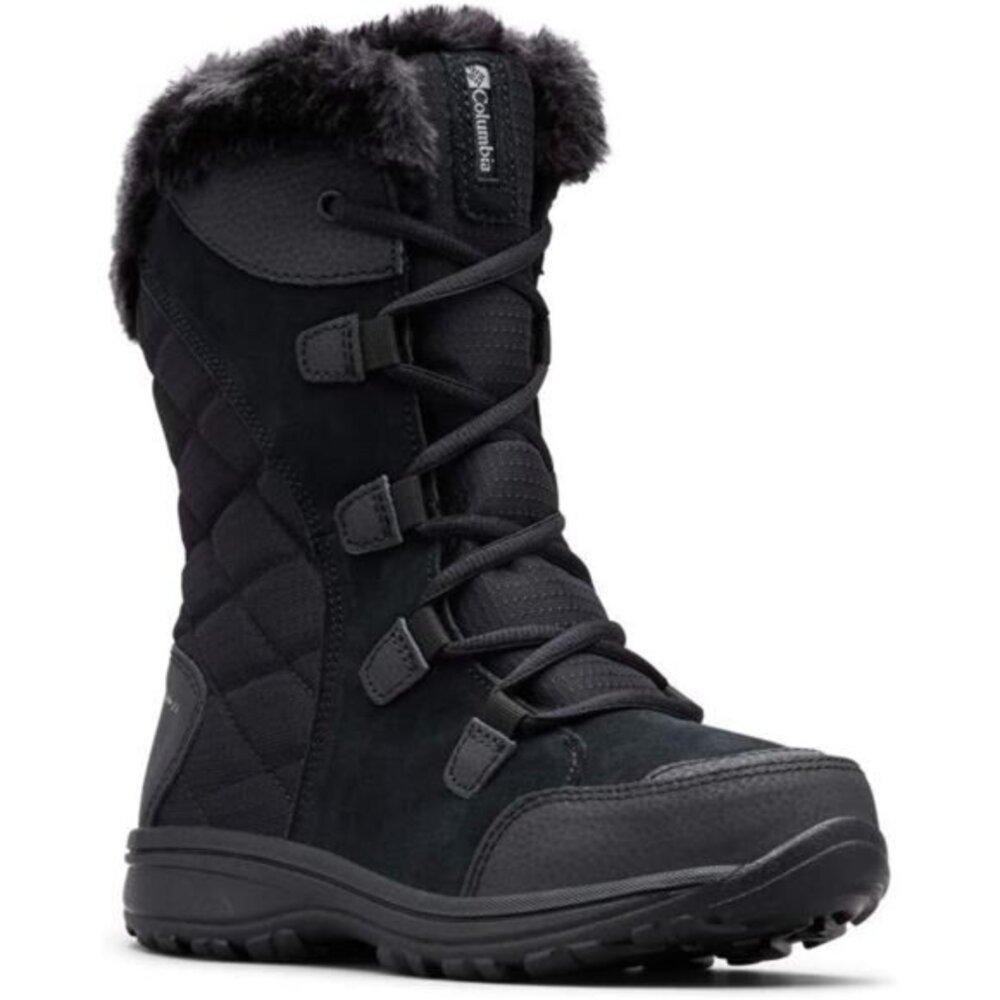 Black Waterproof Ice Maiden II Snow Winter Cold Leather Boot‎ for Adult Women